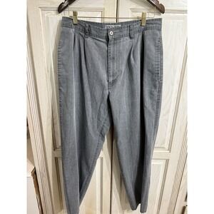 VTG Bugle Boy Co Mens 34X32 Pleated Grey Straight Leg Casual Dress Pants 90s Y2K